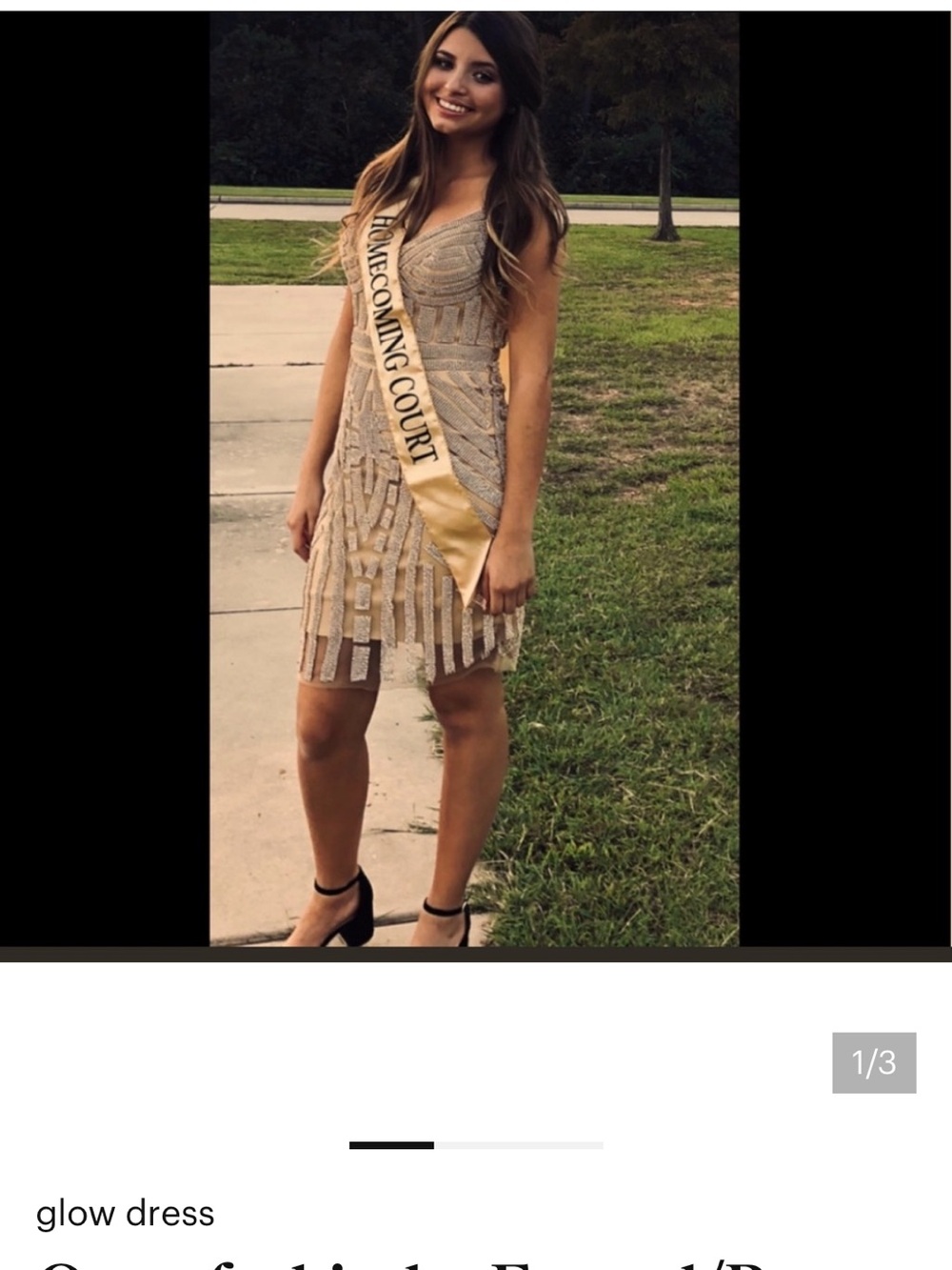 Beaded Gold Cocktail Dress - Formal Party Dress